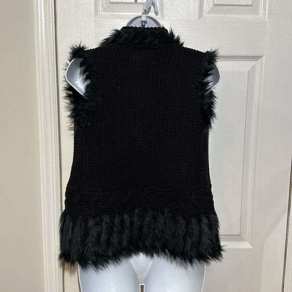 NWOT Lilly Pulitzer Womens Trinette Black Open Front Faux Fur Trim Collar XXS - Picture 4 of 10